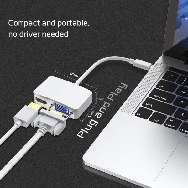 (Thunderbolt 2) Mini DP to HDMI VGA  2 in 1 Adapter Converter 4K 1080P ABS - Image 2