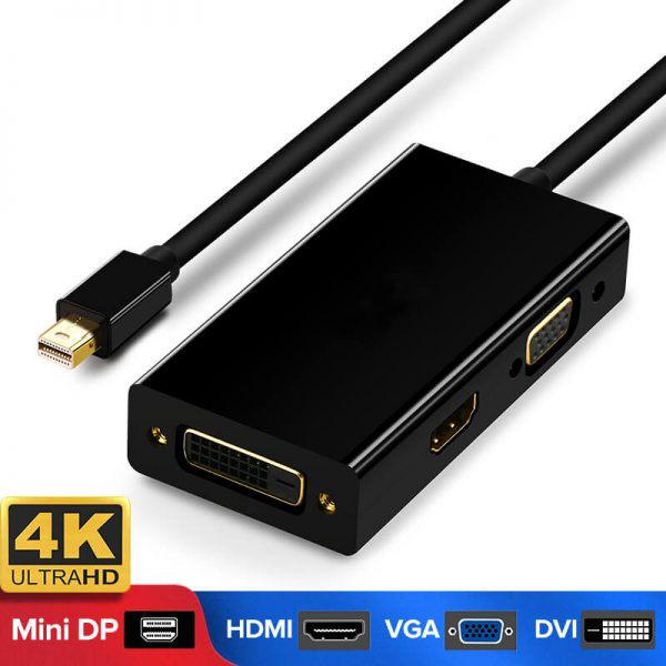 FS12406 Adaptador 3 em 1 de mini displayport para HDMI DVI VGA