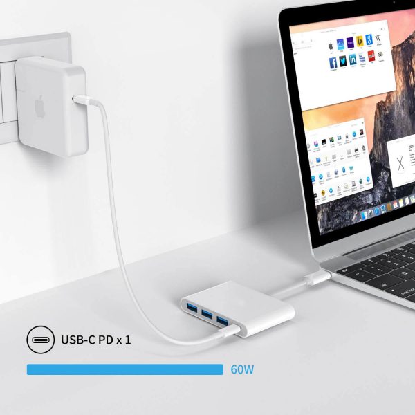 FS13204 hub usb c para 3 usb com fornecimento de energia