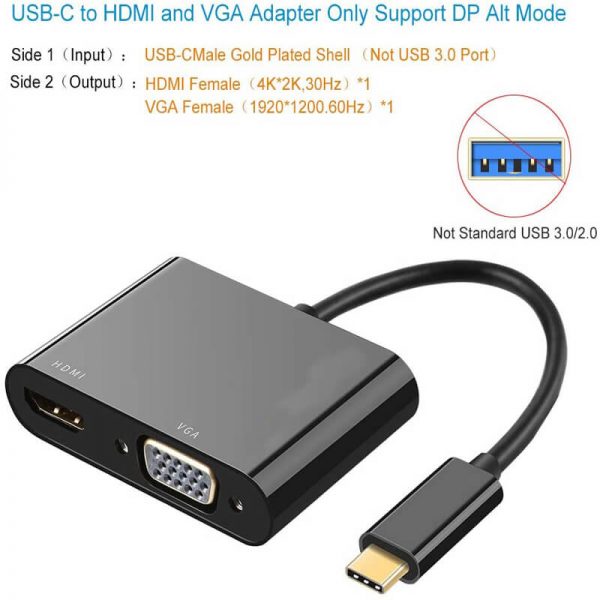 FS13206 usb c to hdmi vga adapter