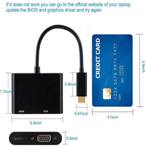 FS13206 usb c to hdmi vga adapter