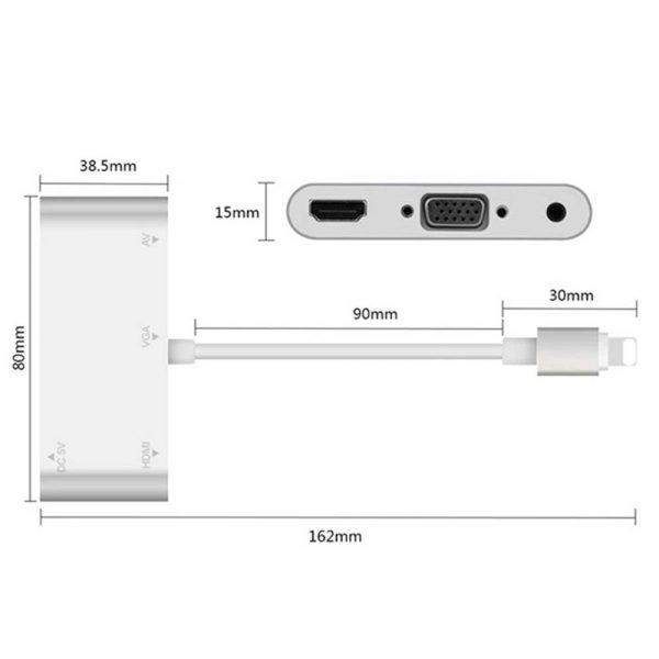 FARSINCE phone to hdtv Converter For Lightning to Phone to HDTV Converter For Lightning to HDMI VGA Jack Audio TV Adapter Cable For IOS Phone X 8 7 7 Plus 6 6SVGA Jack Audio TV Adapter Cable For iso Phone X 8 7 7 Plus 6 6S - Imagen 3