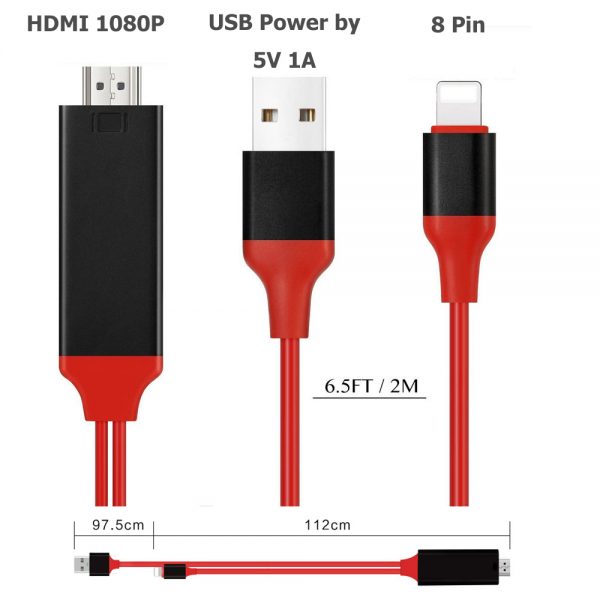 FARSINCE 8 pin IOS phone to HDMI HDTV Screen Mirroring Phone to TV Connect Cable Plug and Play - Image 3