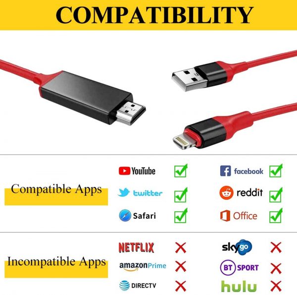 FARSINCE 8 pin IOS phone to HDMI HDTV Screen Mirroring Phone to TV Connect Cable Plug and Play - Image 6