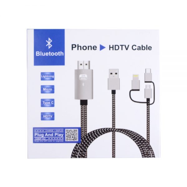 3 in 1 Smart Phone Adapter Cable, Mobile Phone to HD TV HDMI Mirroring Micro Type 8pin Connect to Phone and TV Cable - Image 2