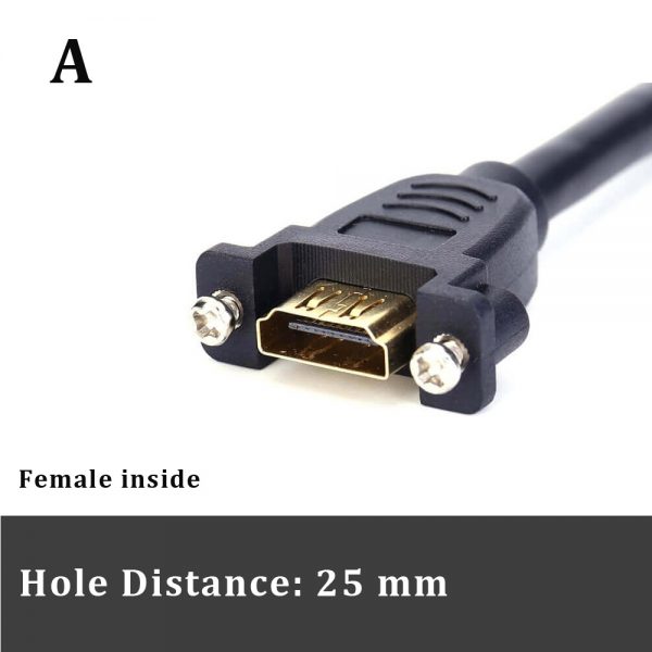 4K HDMI Extension Cable Male to Female M3 Screw Panel Mount Wall Mount 2.0 Female Snap-In - Imagen 2