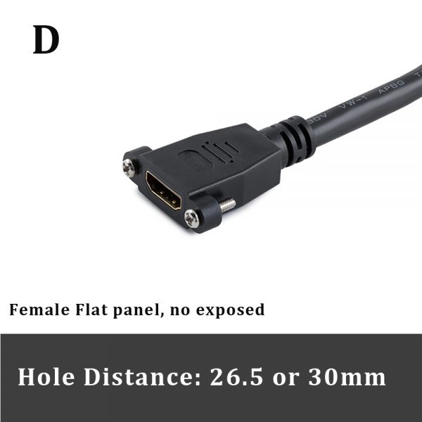 HDMI 4K Male to HDMI Female Panel Mount Extension Cable Flat Mount - Imagen 3