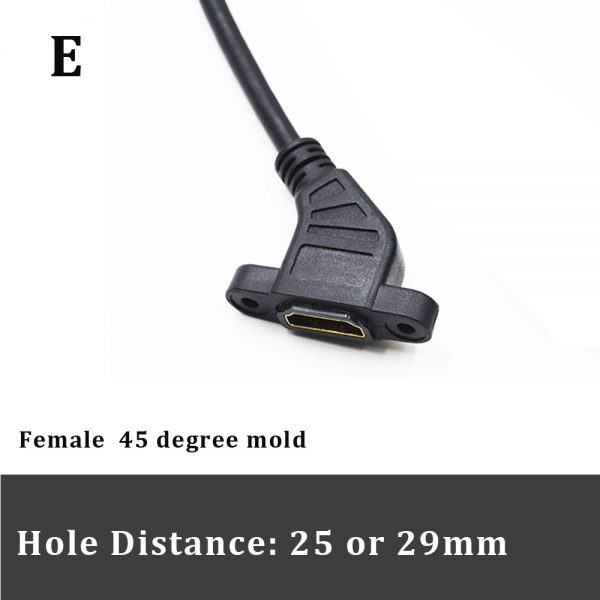 45 Degree Angle HDMI 4K Female to HDMI Female Panel Mount Cable - Imagen 2