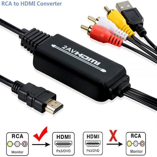 3 RCA to HDMI Converter Audio Video Cable 6.5ft/2m Support 1080P - Image 3