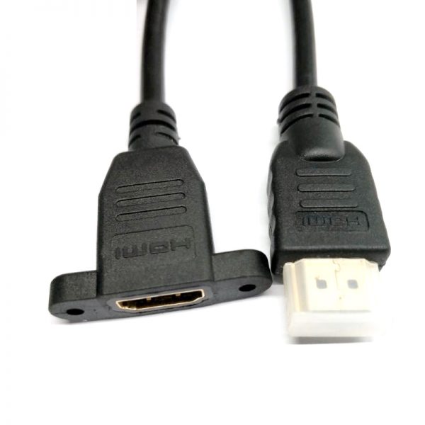 HDMI 4K Male to HDMI Female Panel Mount Extension Cable Flat Mount - Imagen 4