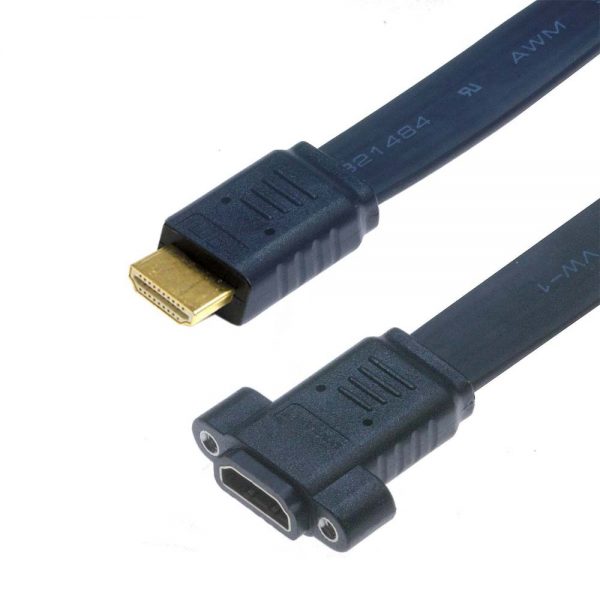 HDMI 4K Male to HDMI Female Panel Mount 2.0 Flat Extension Cable - Imagen 2