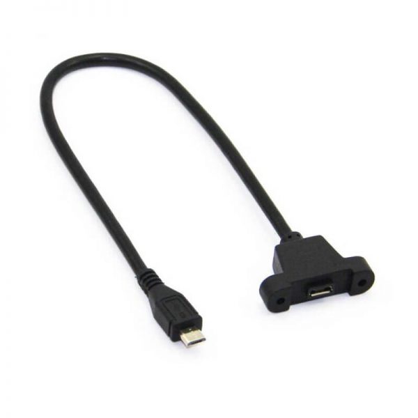 USB 2.0 Micro USB Connector Male to Female Panel Mount Extension Data Cable 0.3m - Image 3