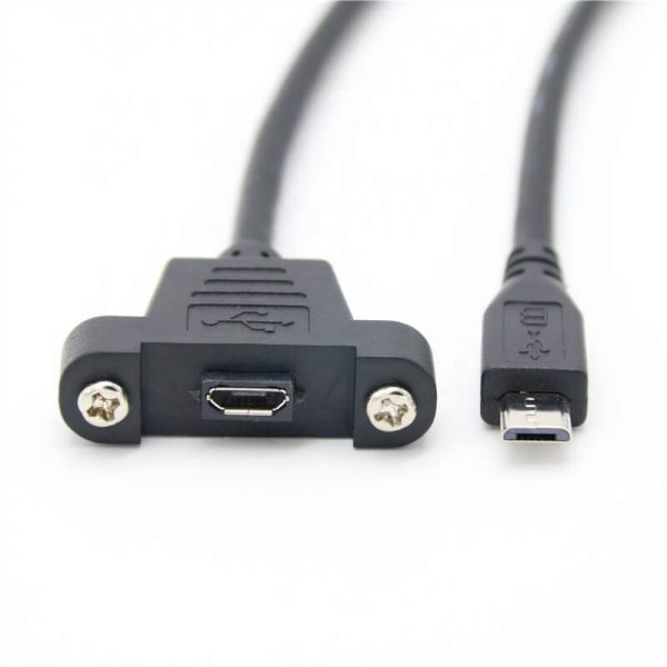 USB 2.0 Micro USB Connector Male to Female Panel Mount Extension Data Cable 0.3m - Image 4