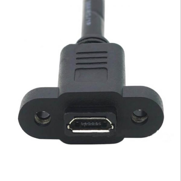 USB 2.0 Micro USB Connector Male to Female Panel Mount Extension Data Cable 0.3m - Image 6