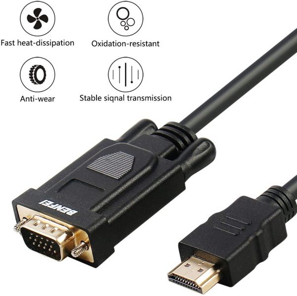 1.8m HDMI Male to VGA 15pin Male Monitor Display Video Adapter Cable with Audio - Image 3