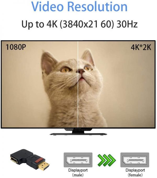 Right left up down DisplayPort to DisplayPort Adapter DP to DP extender coupler adapter up to 4K - Image 2