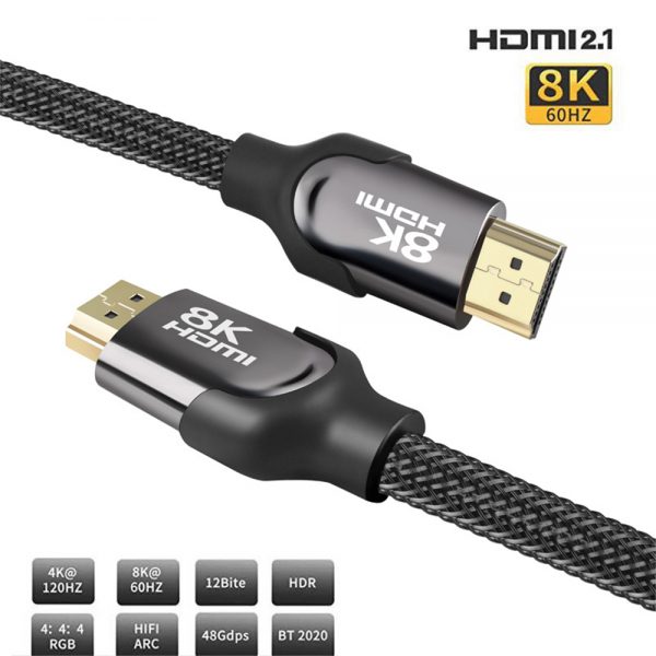 Nylon Braided Ultra HD Metal HDMI Cable for 8k 10k TV Box Ethernet Cable HDMI Adapter – Bild 6