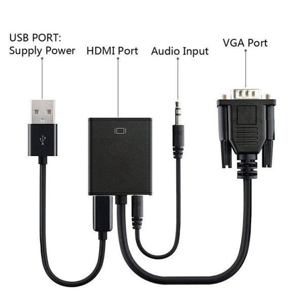 High Quality Adapter VGA 15pin Male to HDMI Female Converter Adapter - Imagen 2