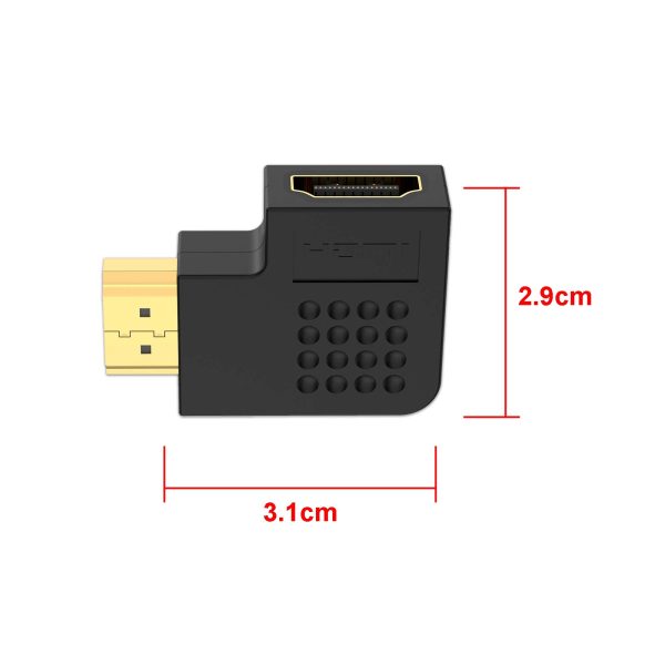 Right Angle HDMI Adapter 19pin Male Connector to Female Connector Extender Adapter Coupler - Imagen 4