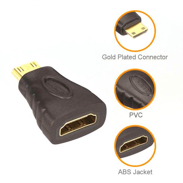 Female to Male HDMI to Mini HDMI Adapter Coupler - Image 2