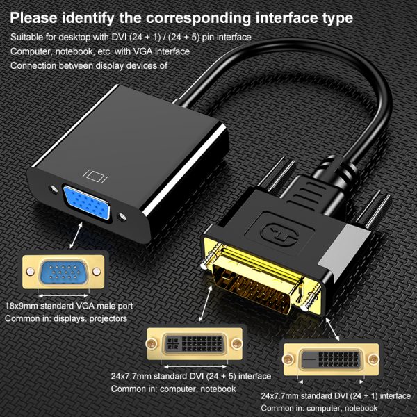 DVI-D Male to VGA HD15PIN Female Active Adapter - Image 5