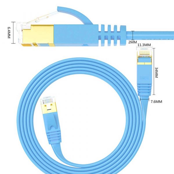 Cat 8 F/FTP ethernet flat patch cord lan cable - Imagen 2