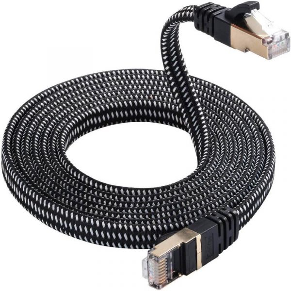 SSTP Cat7 Cat8 Braided Ethernet Cable, Round Flat Patch Cord Cable - Image 7