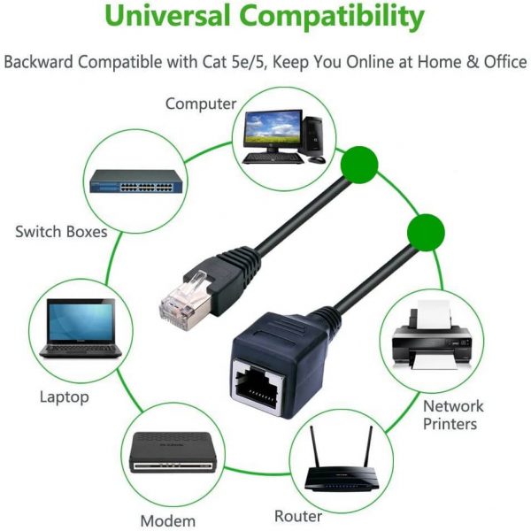 Network Extension Cable Male To Female Ethernet, RJ45 Unshielded Connector – Bild 5