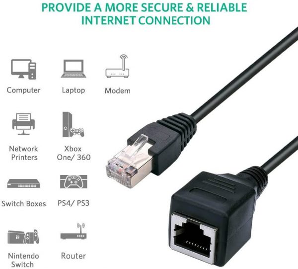 RJ45 Shielded Connector, Network Extension Cable Male To Female - Imagen 5