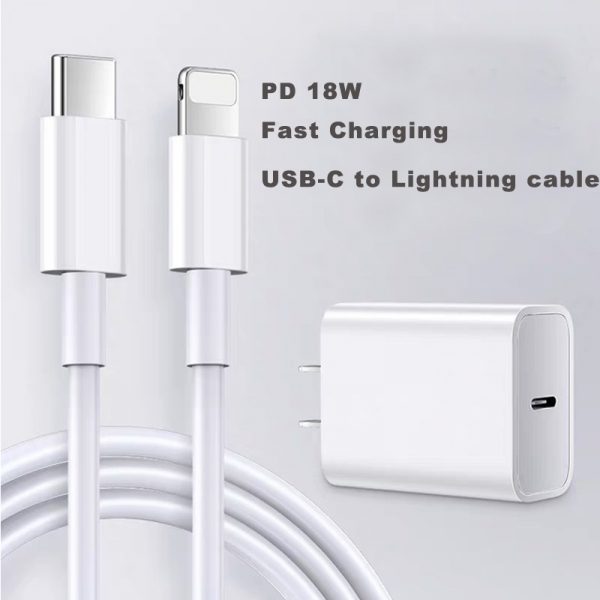 PD Wall Charger Kit PD 18W Charger Adapter and Cable USB C to 8pin Charger Cable - Image 2