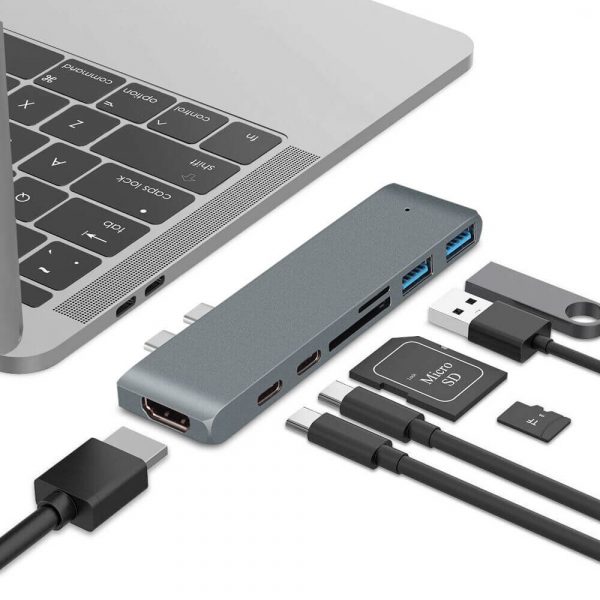 7 in 1 USB C Hub Adapter, USB Type C to HDM Gigabit Ethernet 2USB3.0 SD TF and PD - Image 2