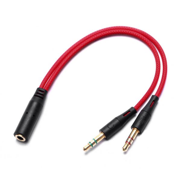 3.5mm Female to 2 Dual 3.5mm Male Headphone Mic Audio Y Splitter Cable - Image 2