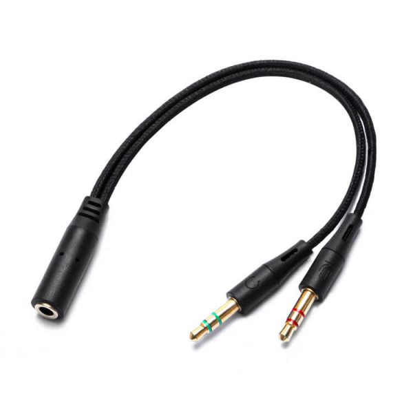 3.5mm Female to 2 Dual 3.5mm Male Headphone Mic Audio Y Splitter Cable - Image 3