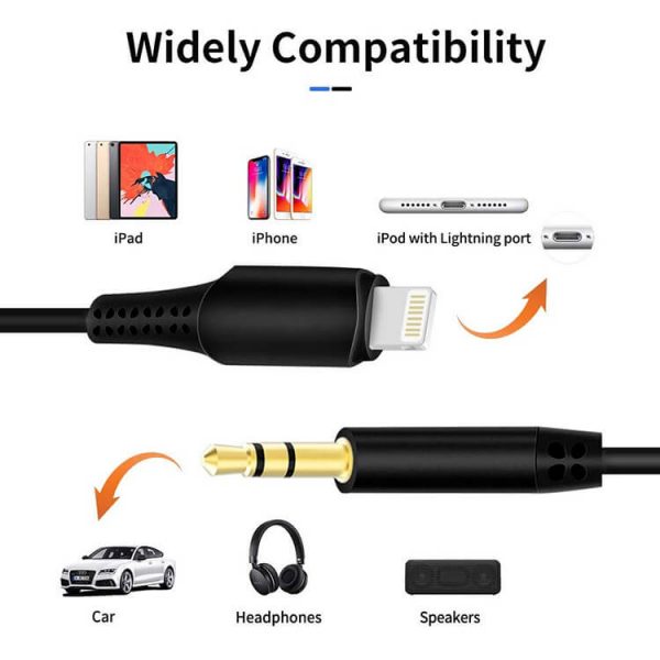 Apple Lightning to 3.5mm Male Headphone Audio Adapter Cable 3ft 6ft - Imagen 7