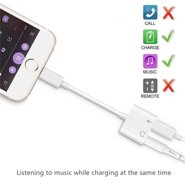 2 In 1 Apple Lightning To 3.5mm Headphone Charger Adapter - Image 5