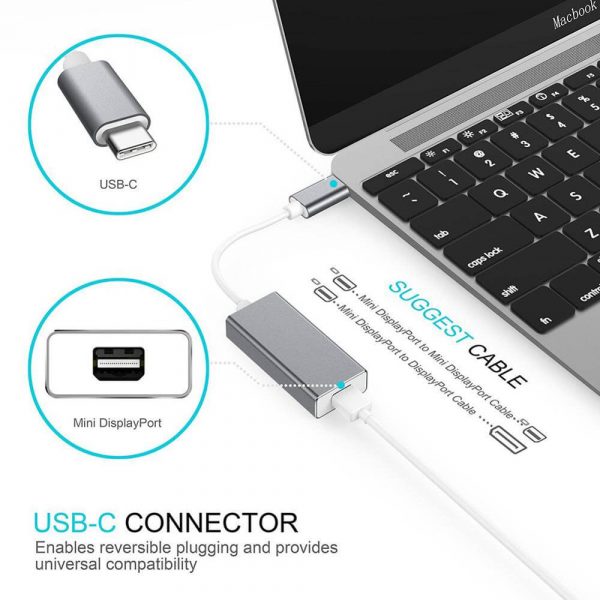 High Quality USB C To Mini DisplayPort Adapter - Imagen 4