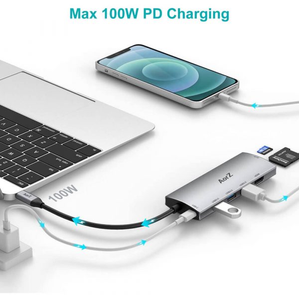 USB Type C to HDMI Adapter SD TF and PD 7 in 1 Hub - Image 4