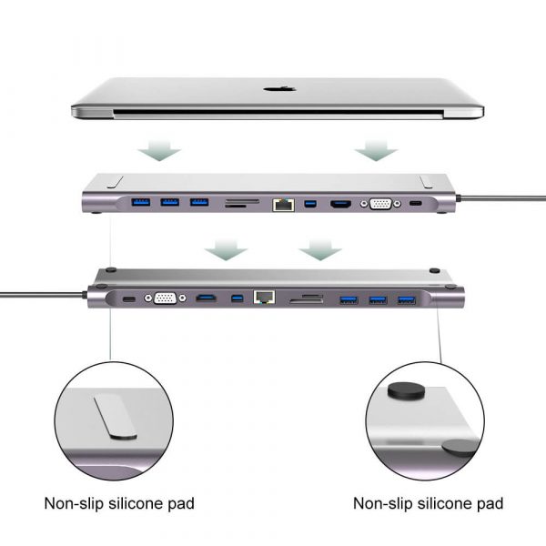 USB Type C 11 in 1 Hub USB C to HDMI 3USB 3.0 Gigabit lan VGA, DisplayPort/or Mini DisplayPort SD TF 3.5mm Audio, and PD adapter - Image 5