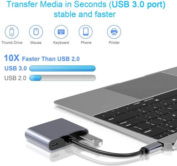 4 in 1 USB C to PD Adapter Hub, HDMI, VGA, and USB 3.0 - Imagen 3