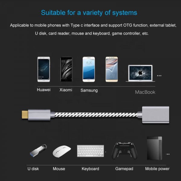 Type C Male to Type A Female USB 3.0 Adapter Cable - Imagen 4