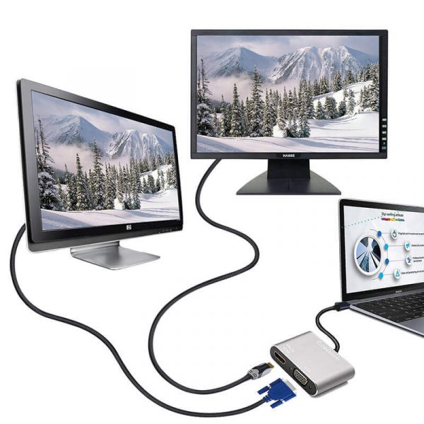 2 in 1 VGA HDMI To USB C Hub Adapter - Image 2