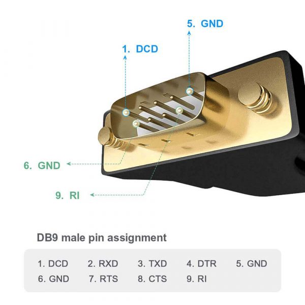 USB to DB9 Serial Adapter, USB 2.0 to RS232 Male Adapter Cable - Image 4