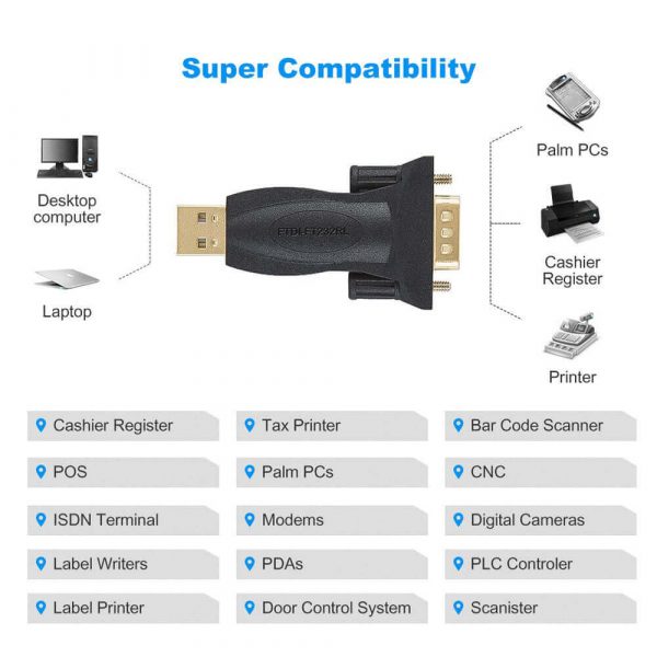 USB to DB9 Serial Adapter, USB 2.0 to RS232 Male Adapter Cable - Image 5