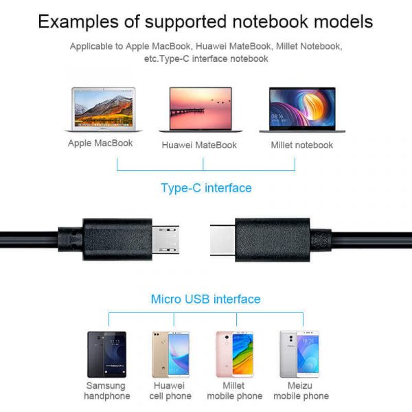 Male to Male USB 2.0 Type C to Micro USB Cable - Image 6