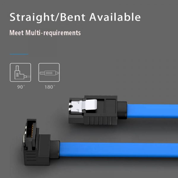 SATA III Cable, 90 Degree Angle SATA 3.0 HDD SDD Data Cable with Locking Latch - Image 3