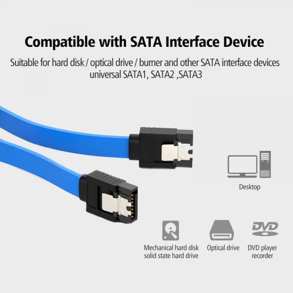 SATA III Cable, 90 Degree Angle SATA 3.0 HDD SDD Data Cable with Locking Latch - Image 4