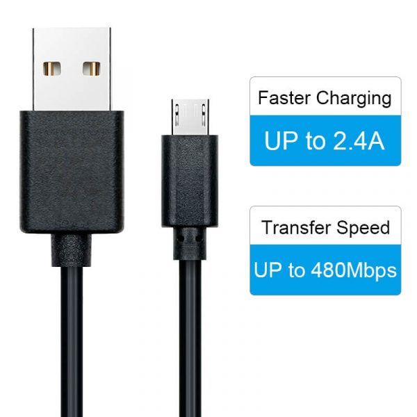 High Speed USB 2.0 Type A Male to Micro B Male Data Charging Cable, 480Mbps - Image 2