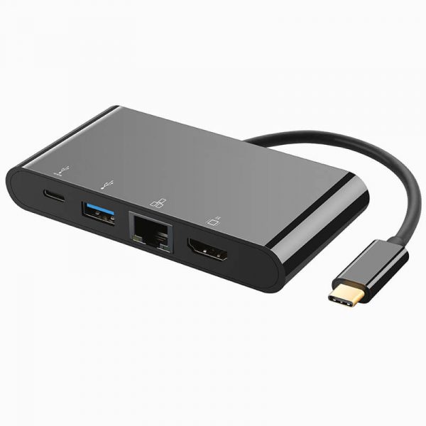 USB-C to HDM, RJ45, USB 3.0 and PD 4 in 1 Adapter - Imagen 2