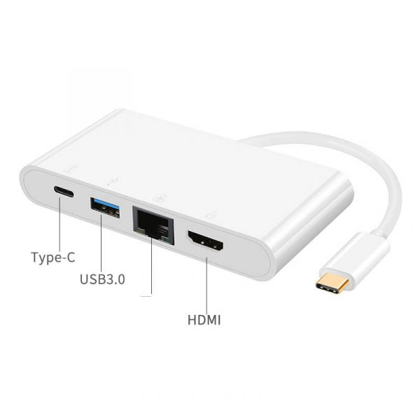 USB-C to HDM, RJ45, USB 3.0 and PD 4 in 1 Adapter - Imagen 3