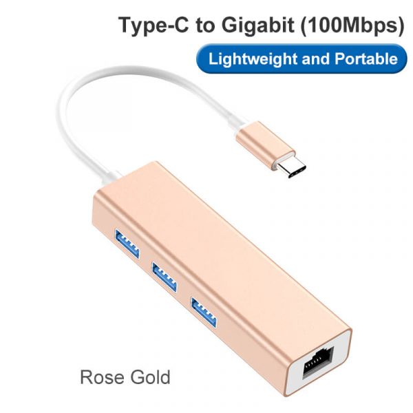 4 in 1 USB-C to USB 3.0 with RJ45 Gigabit 3 Port Ethernet Hub - Image 3